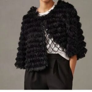 Anthropologie Chic Black Fringe Jacket